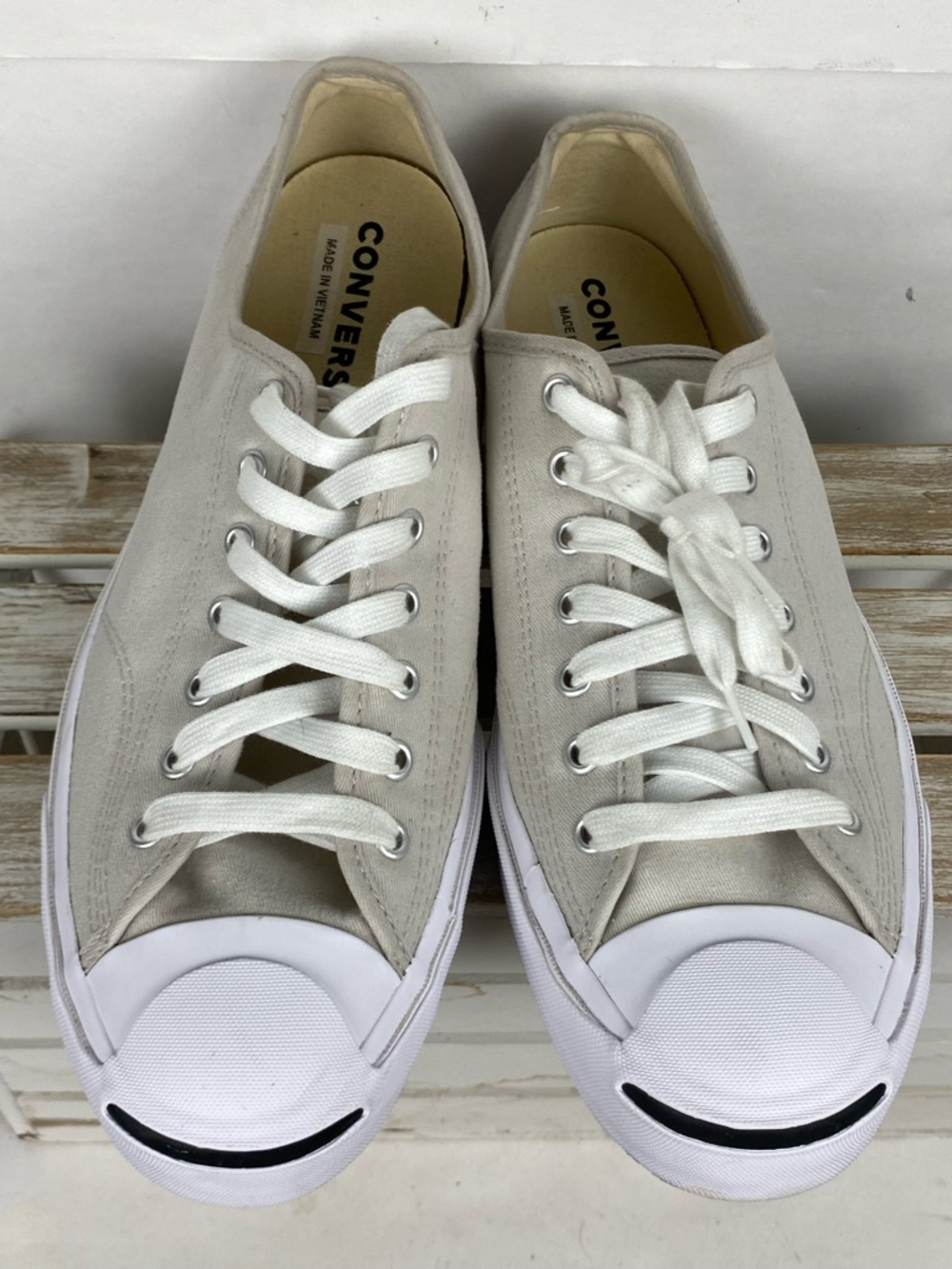 Converse Jack Purcell sneaker canvas low-top signature "smile" toe cap M12 W13.5 - Picture 7 of 15